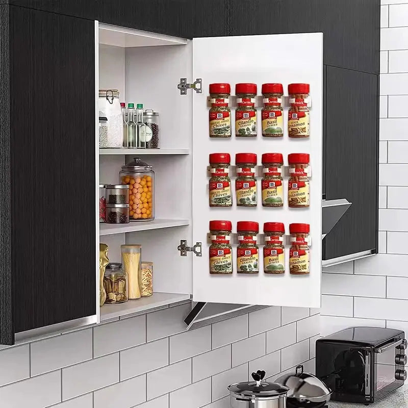 2 pcs/Set Branco Cozinha Armazenamento Rack Tempero Jar Armazenamento Rack Simples Garrafa Clipe Quatro Cinco Buraco