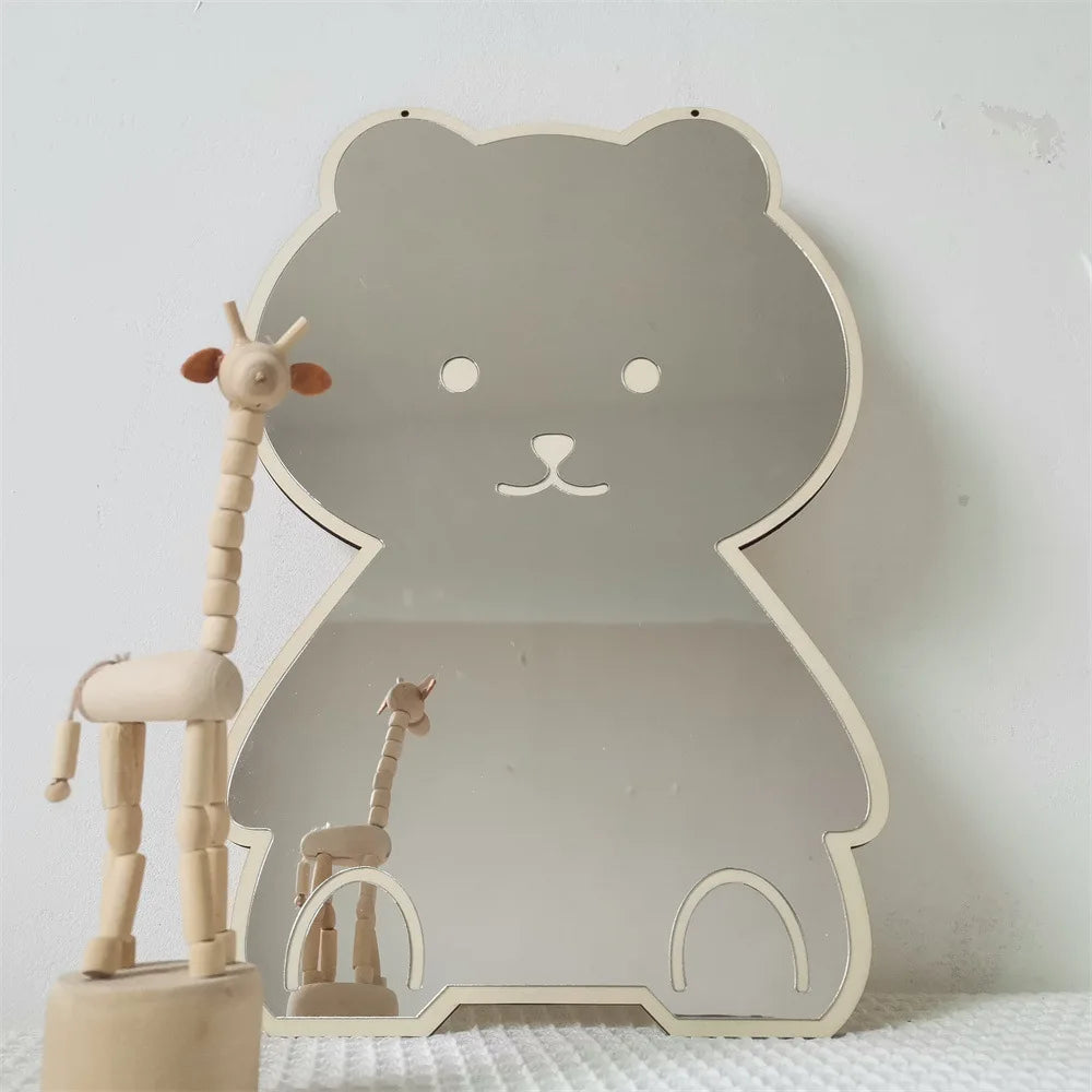 Coelho urso em forma de espelho acrílico ornamentos dos desenhos animados artesanato foto adereços bebê crianças quarto nordic decoração casa