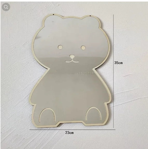 Coelho urso em forma de espelho acrílico ornamentos dos desenhos animados artesanato foto adereços bebê crianças quarto nordic decoração casa