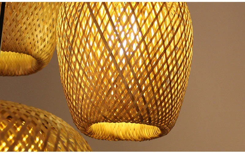 2025 mais novo pingente de bambu lâmpadas luzes teto rattan vime lustre mão malha trança suspensa casa jantar trançado decoração quente