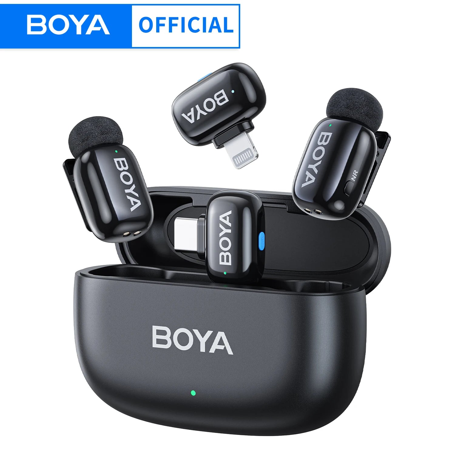 BOYA BOYA Mini Microfone de lapela sem fio com cancelamento de ruído para iPhone iPhone15-16 iPad Android Tipo C Smartphone, Câmera, YouTube Jogo Áudio ao vivo Gravação de vídeo Entrevista Vlog Transmissão sem fio 100m