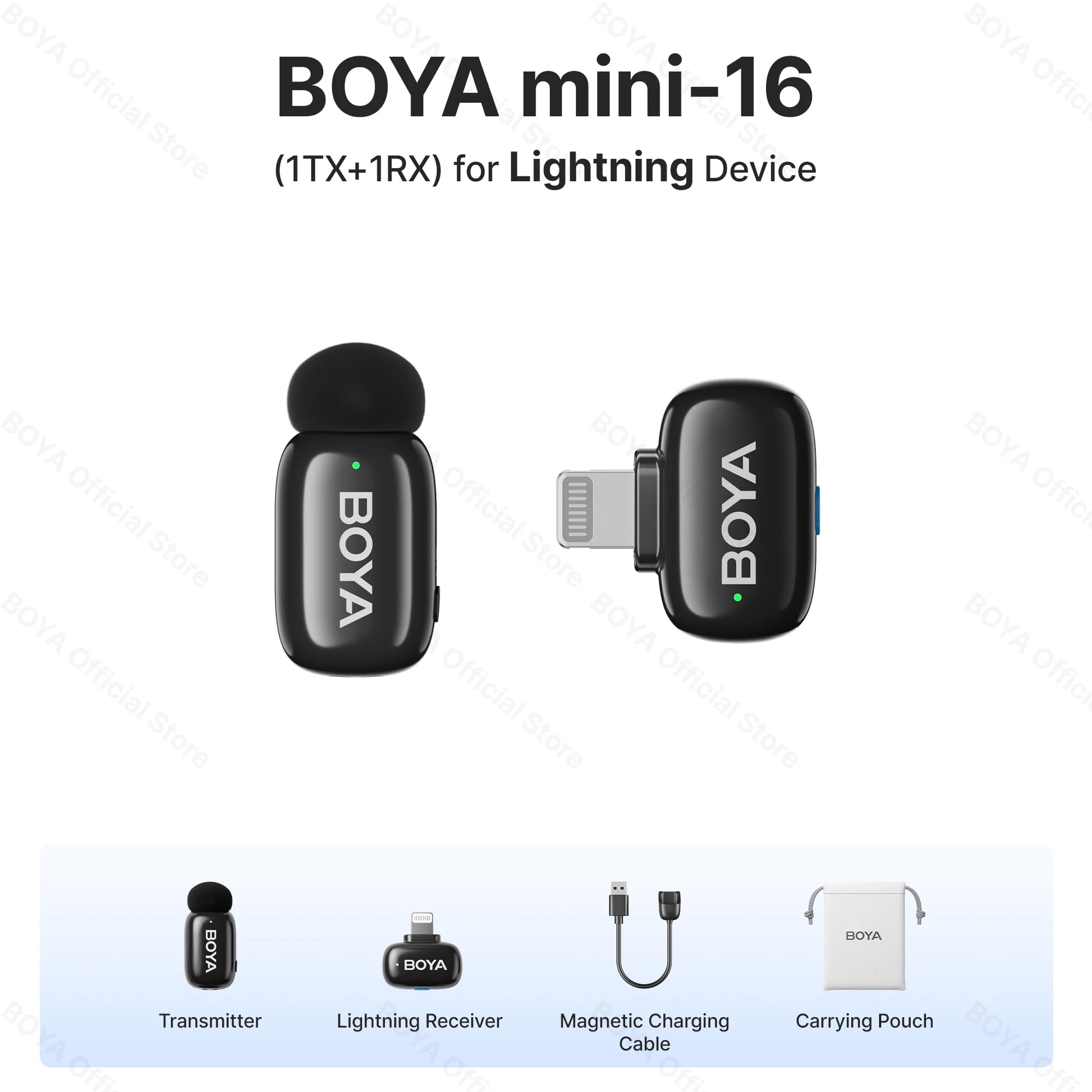 BOYA BOYA Mini Microfone de lapela sem fio com cancelamento de ruído para iPhone iPhone15-16 iPad Android Tipo C Smartphone, Câmera, YouTube Jogo Áudio ao vivo Gravação de vídeo Entrevista Vlog Transmissão sem fio 100m