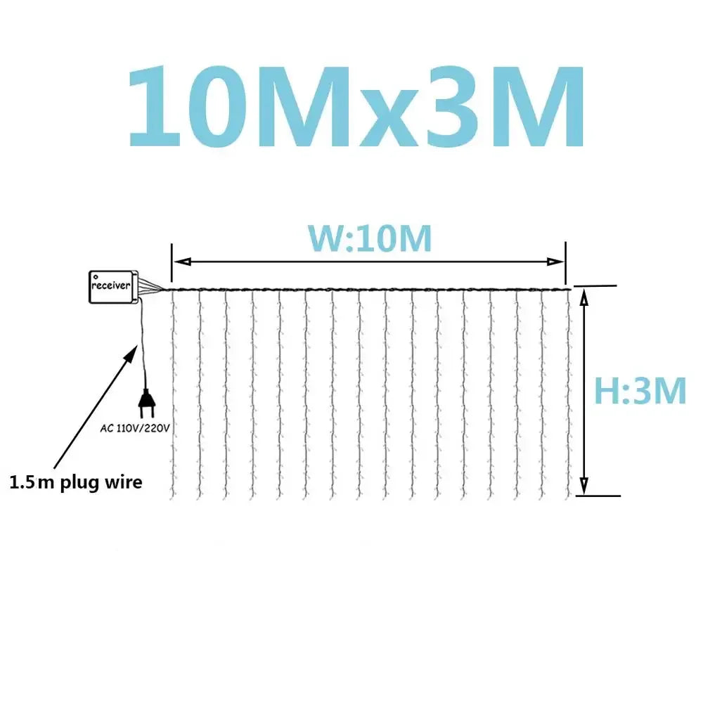 3x 3/6x3/10x3m led luzes da corda de sincelo luzes de fadas de natal guirlanda casa ao ar livre para casamento/festa/cortina/decoração de jardim