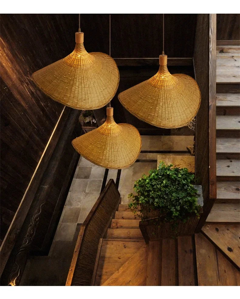 2025 mais novo pingente de bambu lâmpadas luzes teto rattan vime lustre mão malha trança suspensa casa jantar trançado decoração quente