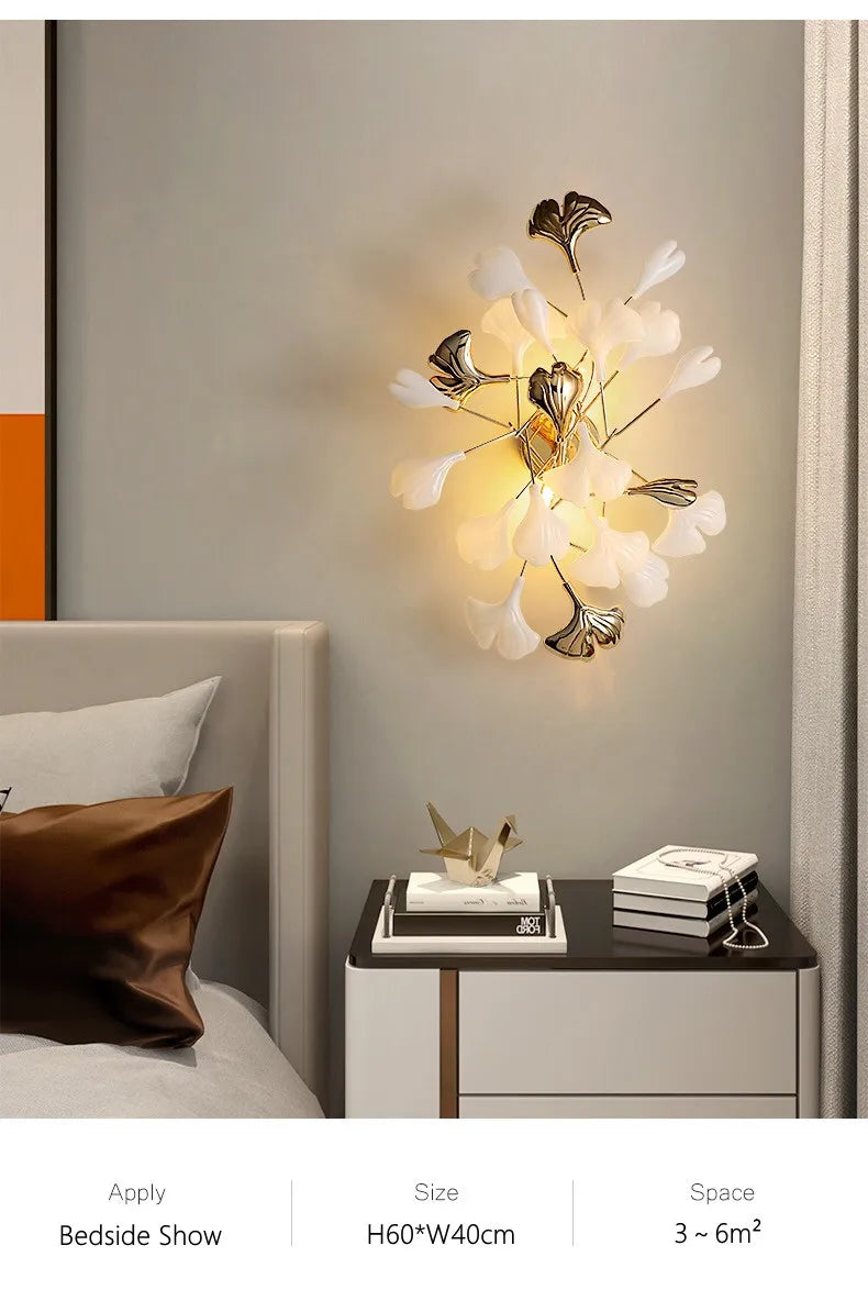 Moderno nórdico ginkgo ramo folha g9 led lustre de teto para sala estar jantar luminária decoração casa lustre iluminação interior