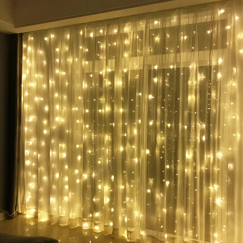3x 3/6x3/10x3m led luzes da corda de sincelo luzes de fadas de natal guirlanda casa ao ar livre para casamento/festa/cortina/decoração de jardim