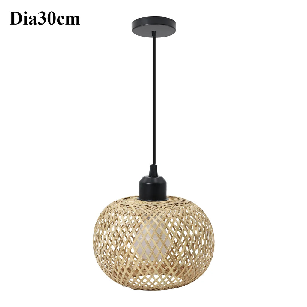 Lâmpada pingente de bambu lustre pendurado lâmpada artesanal rattan pingente luminária restaurante sala jantar iluminação interior