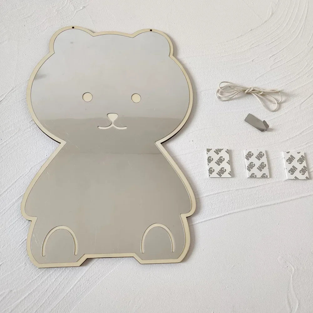 Coelho urso em forma de espelho acrílico ornamentos dos desenhos animados artesanato foto adereços bebê crianças quarto nordic decoração casa