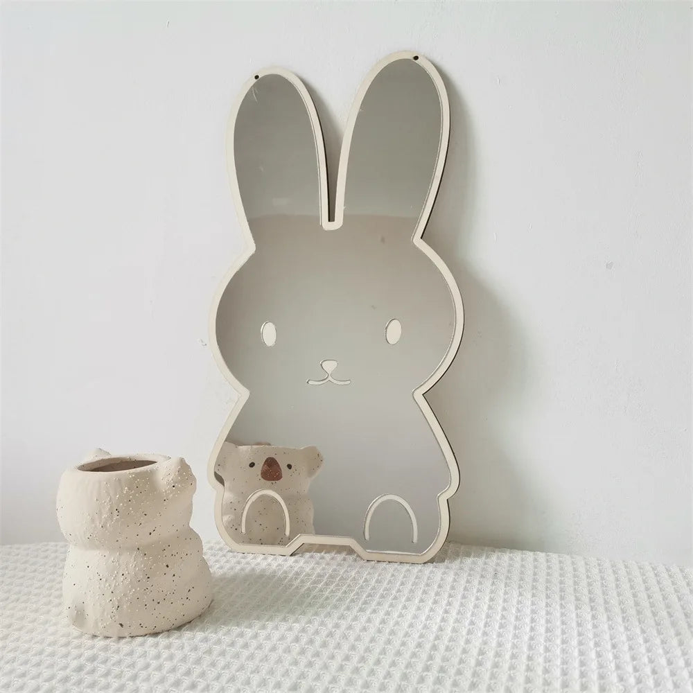 Coelho urso em forma de espelho acrílico ornamentos dos desenhos animados artesanato foto adereços bebê crianças quarto nordic decoração casa